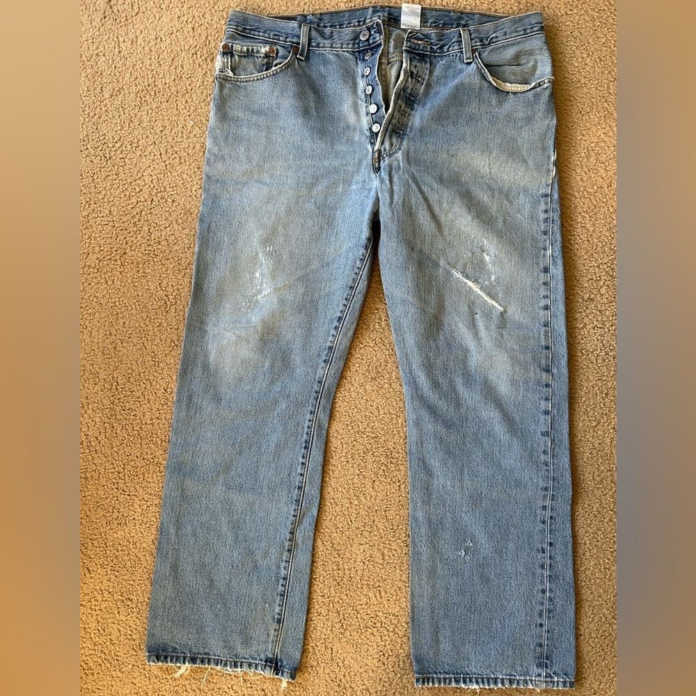 Levi's Distressed Classic Straight Fit Light Blue Jeans